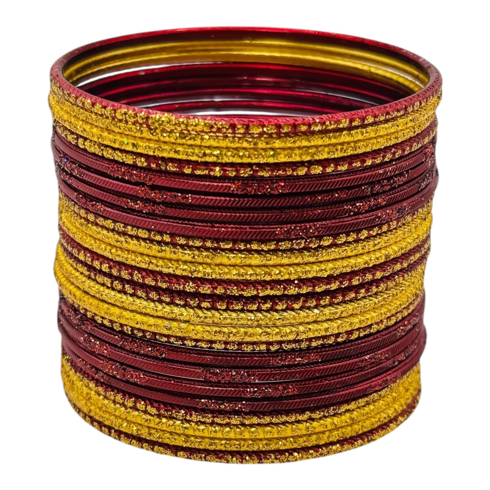 Metal Bangles- Maroon Color- 24 Bangles Set, Product Code: V-3057 - Image 2