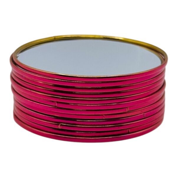 Metal Bangles- Pink Color- 12 Bangles Set, Product Code: V-2986