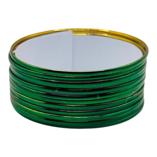 Metal Bangles- Dark Green Color- 12 Bangles Set, Product Code: V-2990
