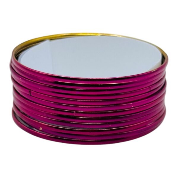 Metal Bangles- Pink Color- 12 Bangles Set, Product Code: V-2995