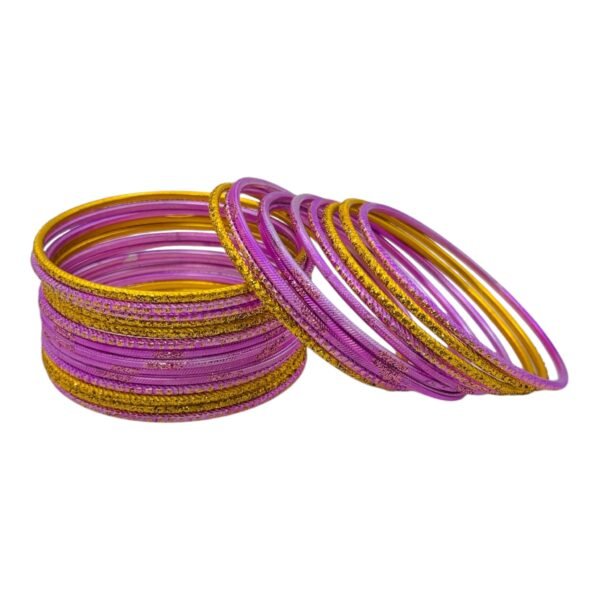 Metal Bangles- Light Pink Color- 24 Bangles Set, Product Code: V-3141
