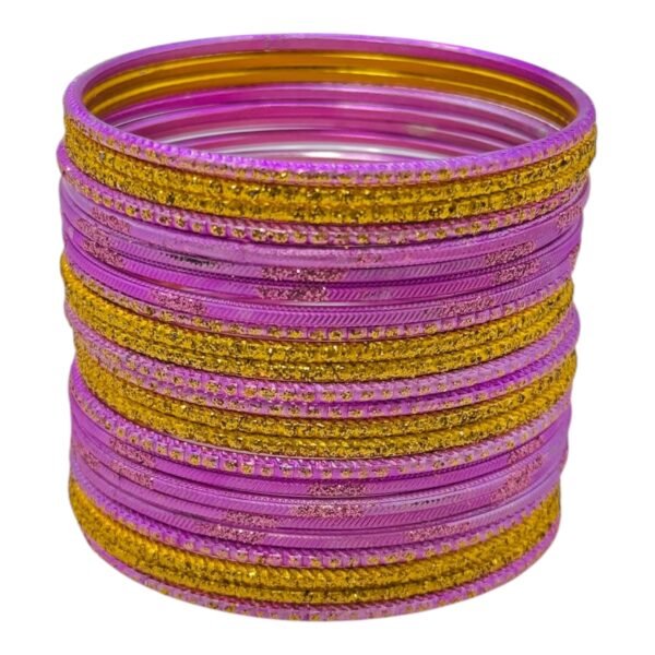 Metal Bangles- Light Pink Color- 24 Bangles Set, Product Code: V-3141 - Image 2