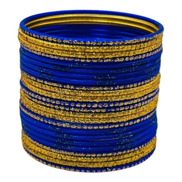 Metal Bangles- Dark Blue Color- 24 Bangles Set, Product Code: V-3144 - Image 2