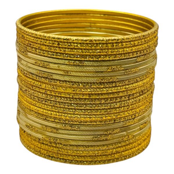 Metal Bangles- Yellow Color- 24 Bangles Set, Product Code: V-3043 - Image 2