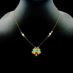 Invisible Necklace- Lotus Pendant- Blue Color, Product Code: V-3080