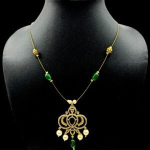 Invisible Necklace- Victorian Pendant- Green Color, Product Code: V-3088