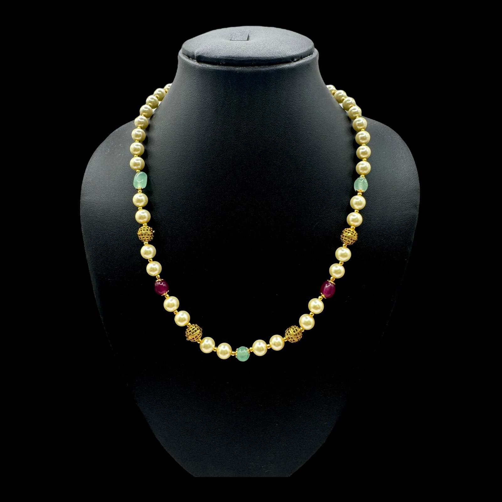 Beads Necklace- Pearl & Multi Color Beads, Product Code: V-3097