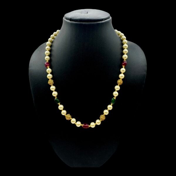 Beads Necklace- Pearl & Multi Color Beads, Product Code: V-3098
