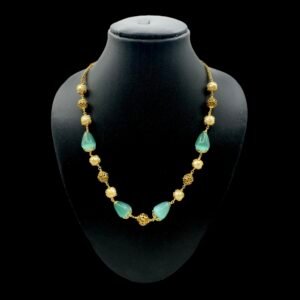 Beads Necklace- Pearl & Sea Blue Color Beads, Product Code: V-3102