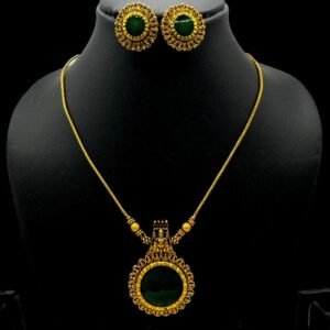 Palakka Model - Green Color Pendant- Studs, Product Code: V-3118