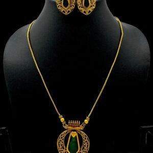 Palakka Nagapadam Pendant- Green Color -Studs, Product Code: V-3120
