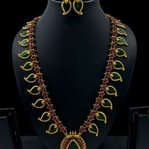 Palakka Necklace- Green Color- Studs, Product Code: V-3123