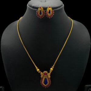 Palakka Pendant- Blue Color- Studs, Product Code: V-3129