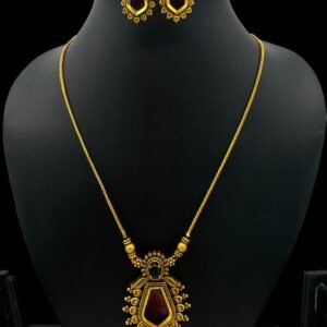 Palakka Pendant- Maroon Color- Studs, Product Code: V-3133