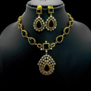 Jyothika Necklace- Green Color - Studs, Product Code: V-3140